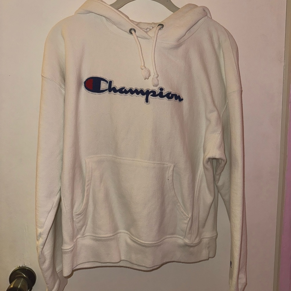 Champion Chenille Script Logo Hoodie Sweatshirt